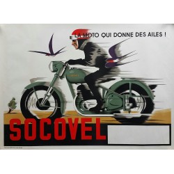 Affiche ancienne originale SOCOVEL la moto qui donne des ailes