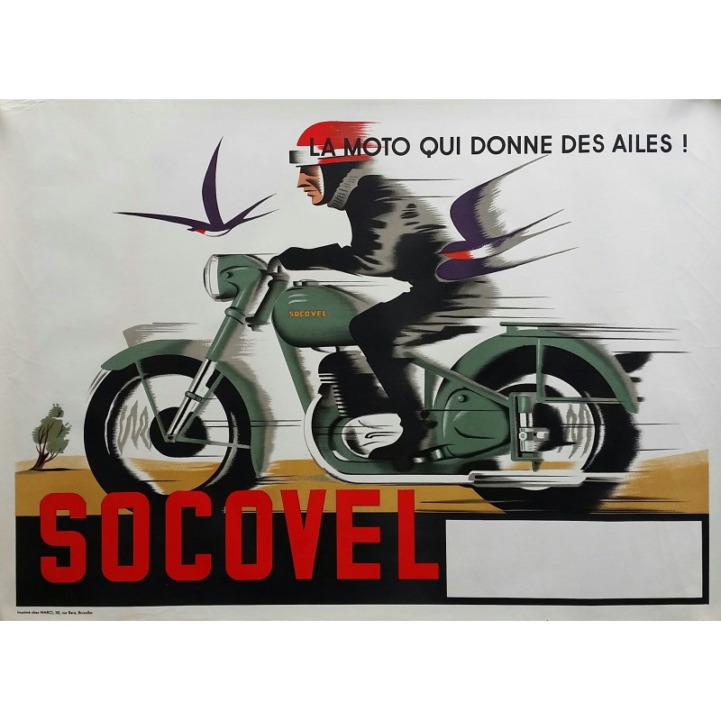 Original vintage motorcycle poster SOCOVEL la moto qui donne des ailes