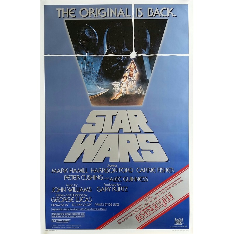 Original vintage cinema poster Star Wars is back One sheet Reissue 1982