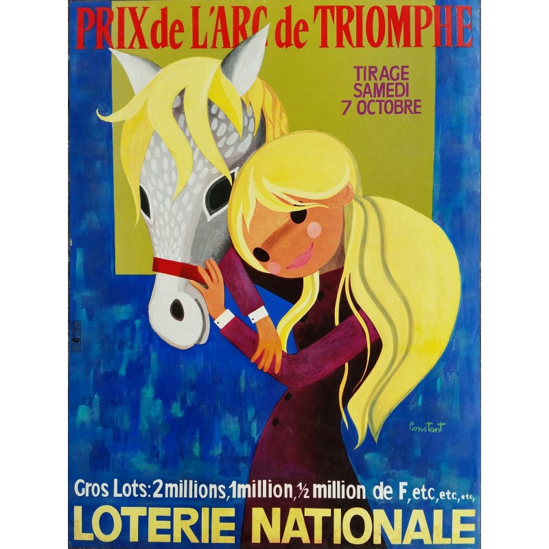 Original vintage poster Loterie Nationale 7 octobre Grand Prix de l'Arc de Triomphe - CONSTANT