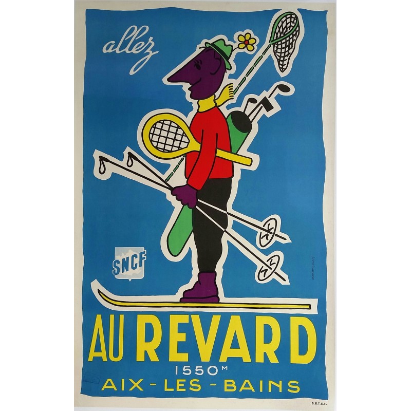 Original vintage poster Allez au Mont Revard Aix les bains SNCF - Andre DEMOYENCOURT