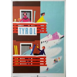 Affiche ancienne originale ski sport d'hiver Tyrol Autriche - 1950s - Classic