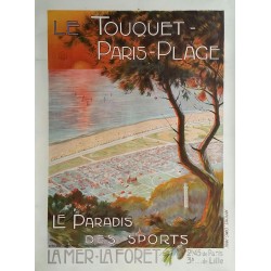 Affiche acienne originale Le Touquet Paris Plage - Le paradis des sports