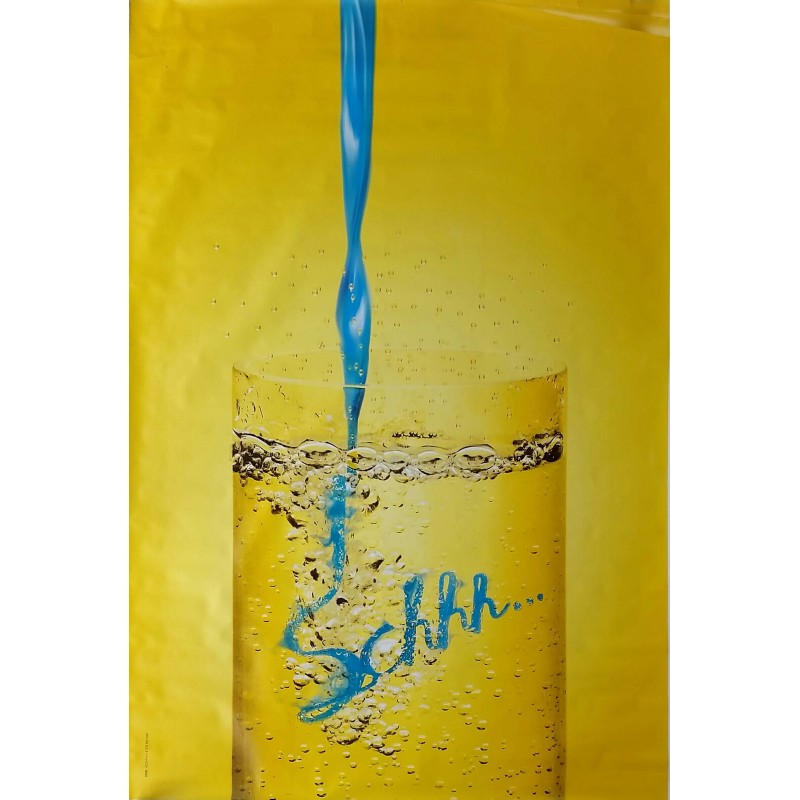 Original poster Schweppes Schhh blue sirup in glass 67 x 45 inches