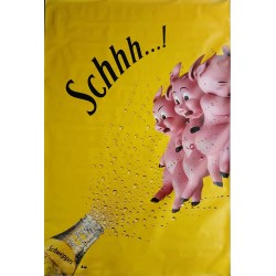 Affiche originale Schweppes Schhh trois petits cochons 170 cms x 115 cms
