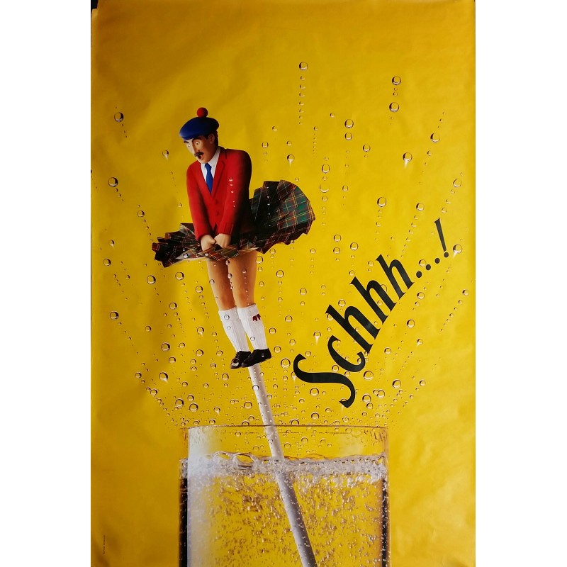 Original poster Schweppes Schhh Scottish man in kilt 67 x 45 inches