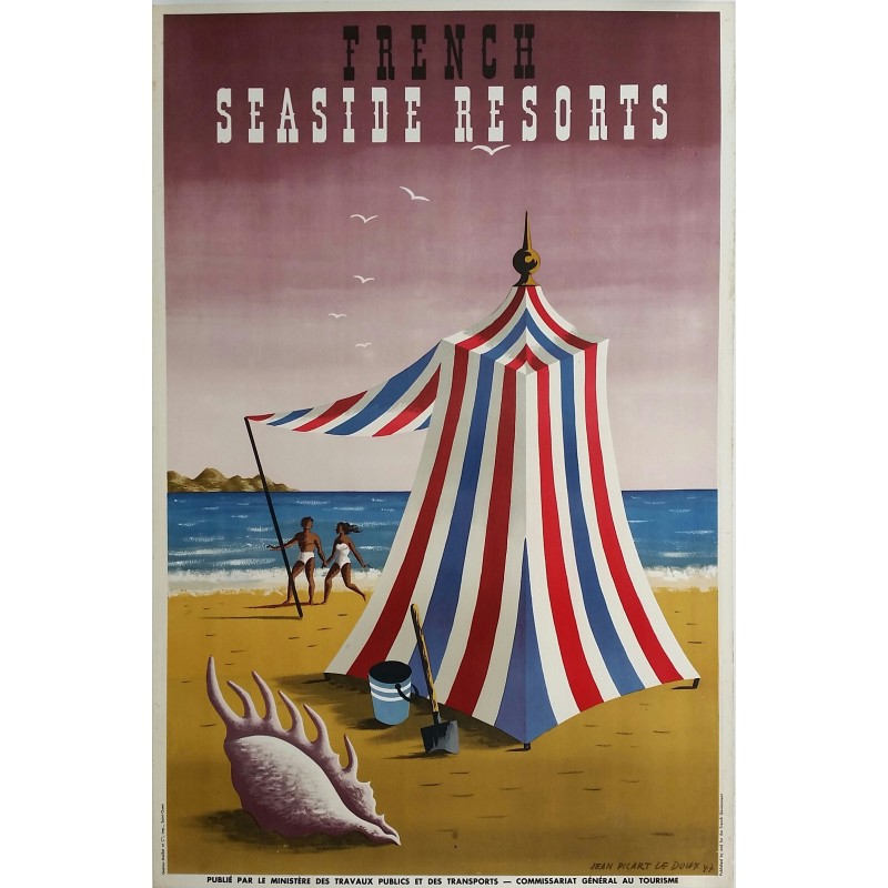 Affiche ancienne originale France seaside resorts 1947 - Jean Picart Le Doux