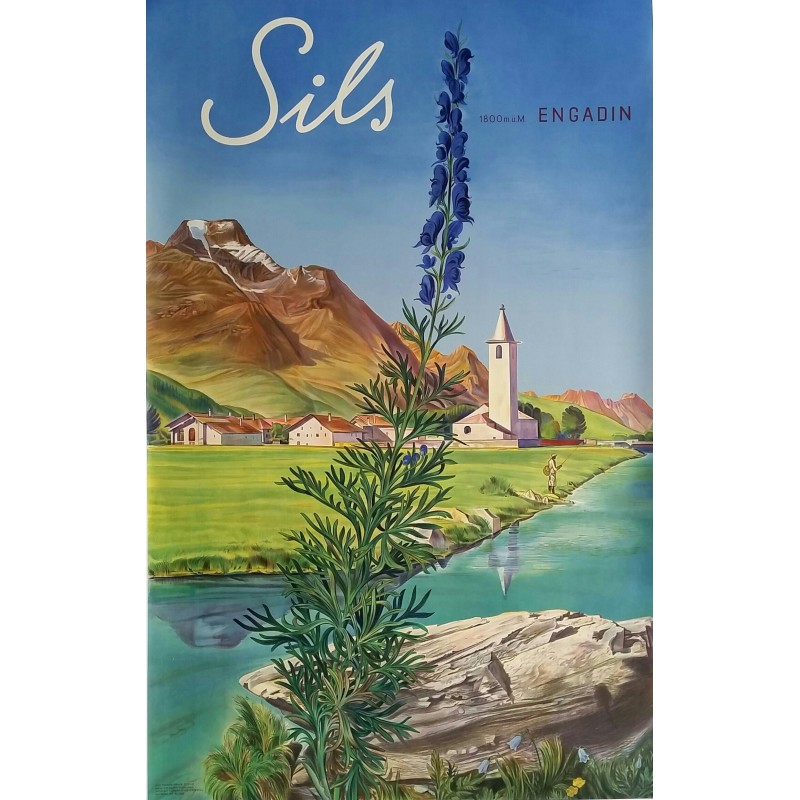 Original vintage poster Sils Engadin 1800m Suisse