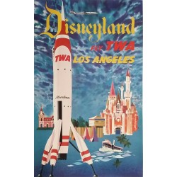 Affiche ancienne originale Disneyland Fly TWA LOS ANGELES David KLEIN