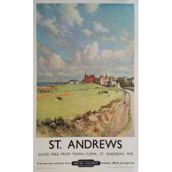 Affiche ancienne originale St Andrews Golf Royal and Ancient British Railways MCINTOSH