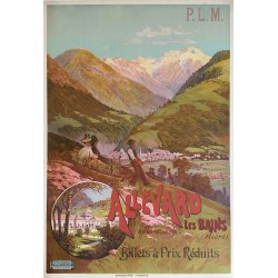 Affiche ancienne originale Allevard Les Bains PLM Hugo d'Alési