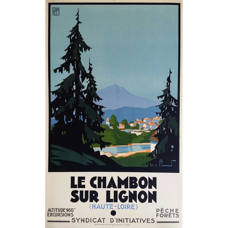Affiche ancienne originale Le Chambon sur Lignon PLM Pierre COMMARMOND