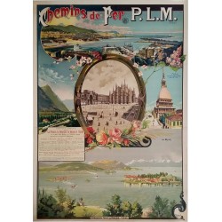 Original vintage poster PLM vallée de Suse Gênes Milan Turin Lac Majeur CUSSETTI